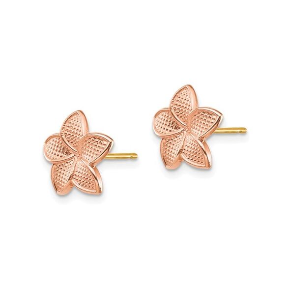 14K Rose Gold Flower Plumeria Post Earrings